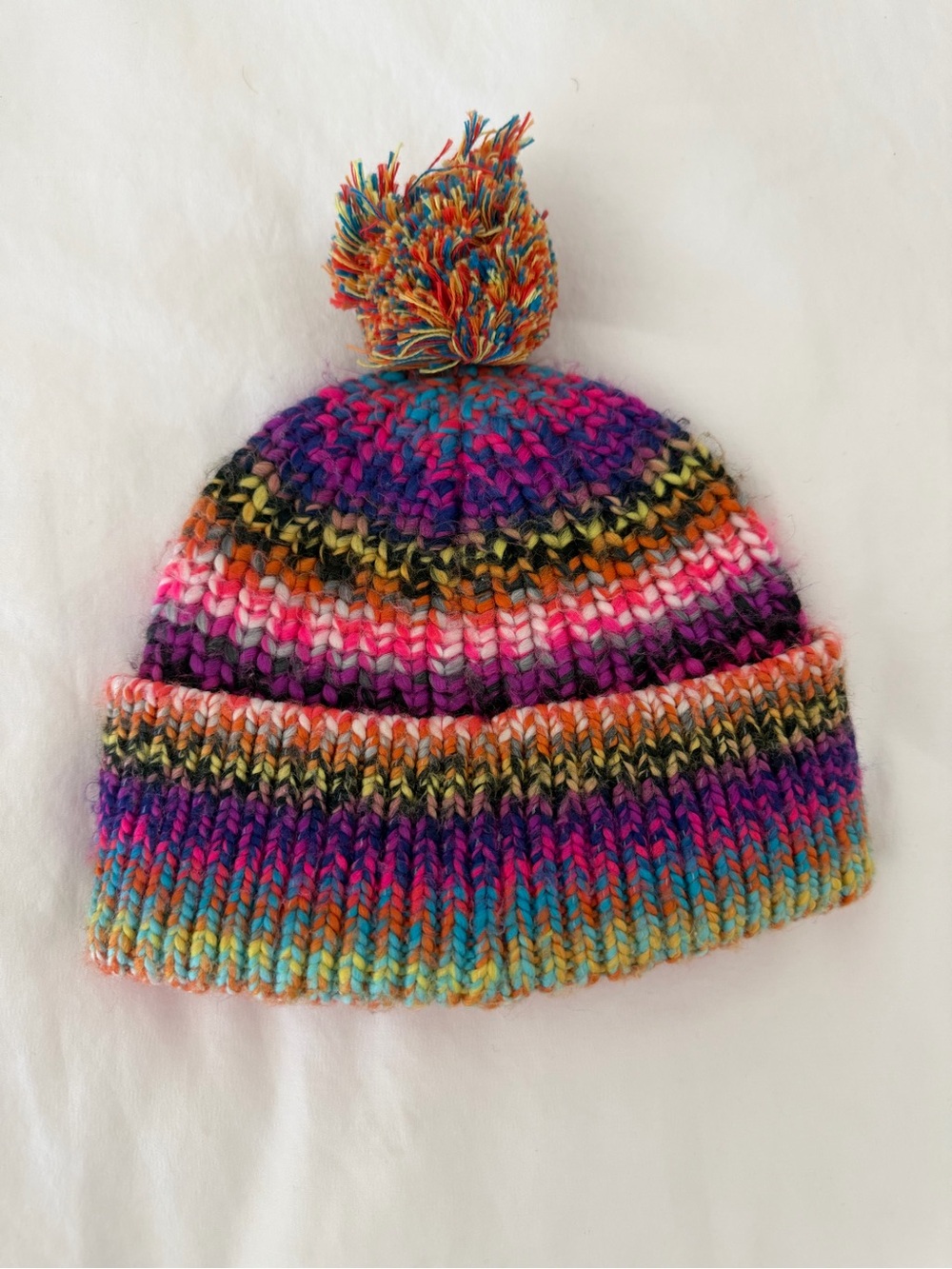 Stella McCartney Kids Multicolor Striped Pom Beanie - Purple, Pink & Teal